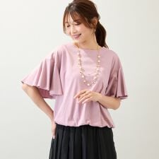【接触冷感/綿100/手洗いOK】フレアスリーブカットソー
