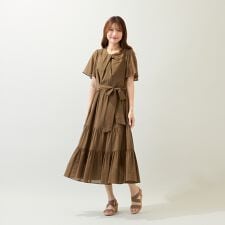 【イージーケア/綿100/手洗いOK】ノットネックワンピース