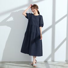 【接触冷感/コットン100/イージケア】ミラクルウェーブワンピース