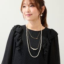 【3way】パール調バー3連ネックレス