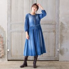 【手洗いOK】デニムワンピース