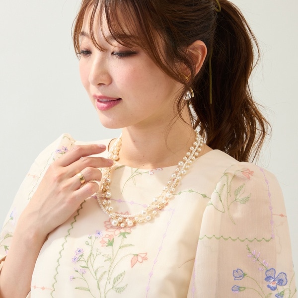 ローズティアラ 大きいサイズ　50 パール付き　ぺプラム　ジレ ペプラムジレ｜TIARA（ティアラ）｜商品詳細｜メルローズ公式