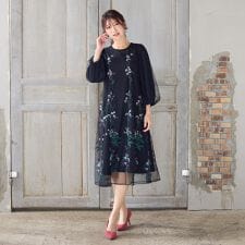 【ゆったりシルエット】チュール刺繍ワンピース