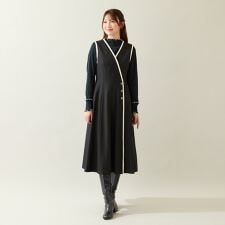 【UVカット/吸汗性】バイカラージャンパースカート