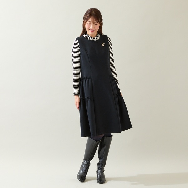 バイカラー衿金ボタンデザインワンピース | スウィングル(SWINGLE