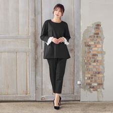 【美脚パンツ】【速乾/防シワ/伸縮性◎】テーパードパンツ