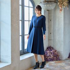 ローズティアラ(Rose Tiara)の【美シルエット】【イージーケア/UVカット】シフォンプリーツ切替ワンピース