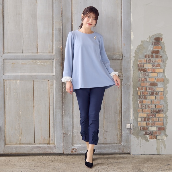 フランシュリッペ 大きいサイズ ウエストリボンが可愛いサロペット FL5