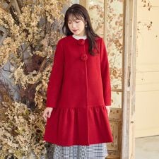 【コサージュ付】フレア切替コート