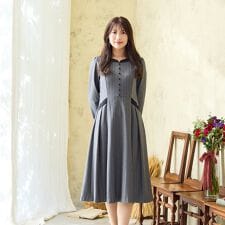 ローズティアラ(Rose Tiara)の【吸湿発熱/毛玉になりにくい】配色切替クラシカルワンピース