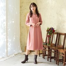 ローズティアラ(Rose Tiara)の【吸湿発熱/毛玉になりにくい】配色切替クラシカルワンピース