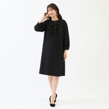 フロントリボンループツイードワンピース