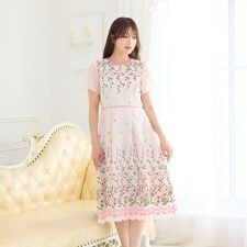 オーガンジー吹上刺繍ワンピース