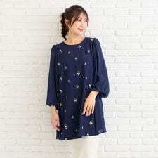 小花刺繍バルーンスリーブチュニック