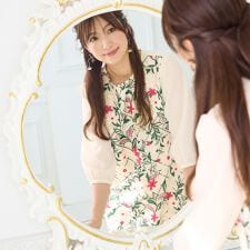 チェック＆フラワー刺繍ワンピース