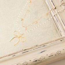 リボン×ハート2連ネックレス