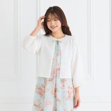 透かし編みニットジャカードカーディガン