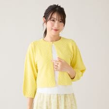 透かし編みニットジャカードカーディガン