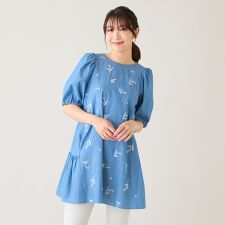 【綿100】スズラン刺繍バックティアードチュニック