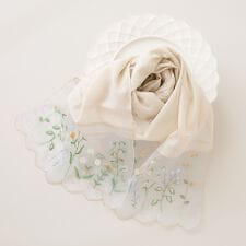 オーガンジーボタニカル刺繍ストール