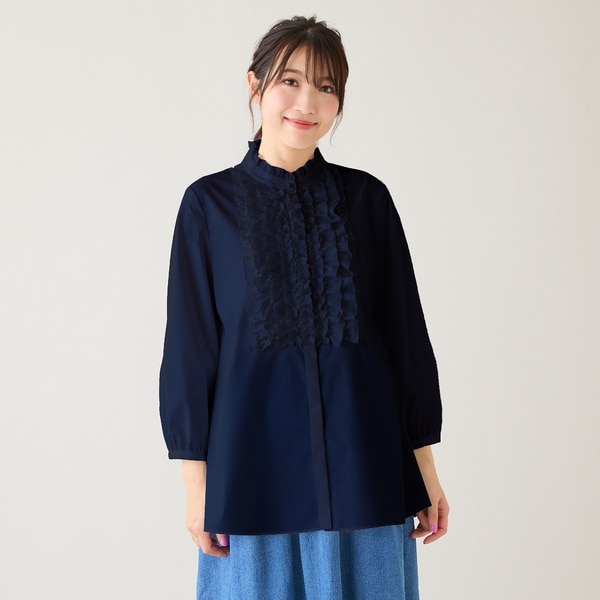 【接触冷感/UVカット】フリルブラウス