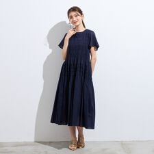 シャーリングマキシ丈ワンピース