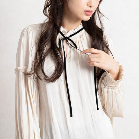 サテンビンテージベロアリボンブラウス | ローズティアラ(Rose Tiara  