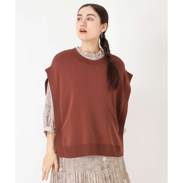 大きいサイズ】サイドスリットニットベスト | エウルキューブ(eur3