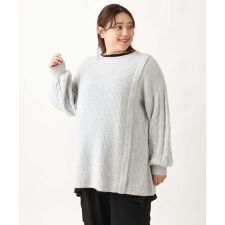 【大きいサイズ】ふわふわケーブルニット