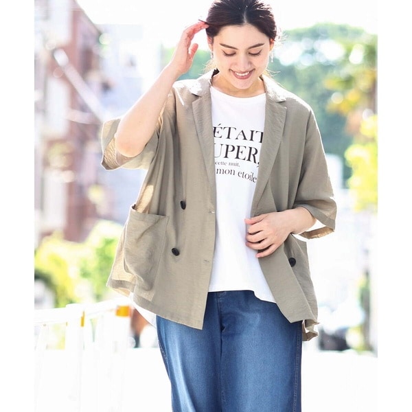 大きいサイズ　半袖ジャケット　大きいサイズレディース 大きいサイズ】半袖ジャケット[品番：ITKW0018018]｜eur3