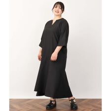 【大きいサイズ/LAVEANGE×eur3】スリットネックワンピース
