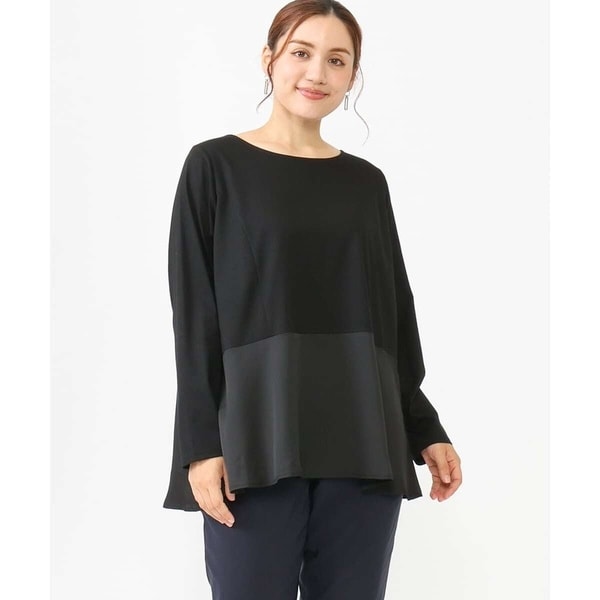 テレコハイネックカットソー【グリーンノート】【大きいサイズ