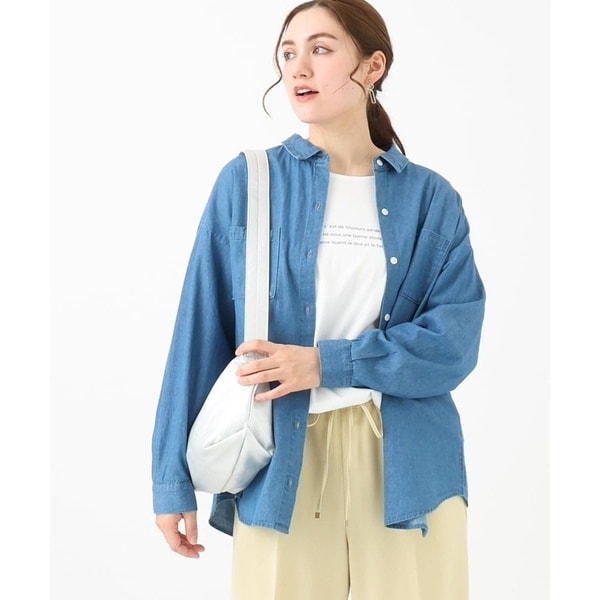 フィブリルサテンドロップショルダーシャツ✨エウルキューブ 大きいサイズ】フィブリルサテンドロップショルダーシャツ