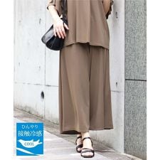 【大きいサイズ/セットアップ対応】接触冷感ジャージーワイドパンツ