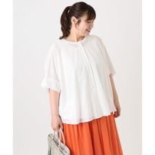 【大きいサイズ】キャンブリックバック刺繍ブラウス