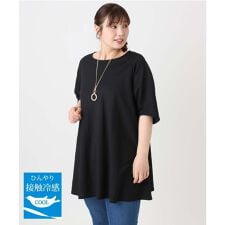 【大きいサイズ/接触冷感】カノコバックフレアチュニック