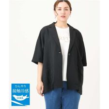 【大きいサイズ/接触冷感】シアーハーフスリーブジャケット