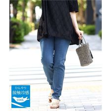 【大きいサイズ/接触冷感】スリムストレッチデニムパンツ