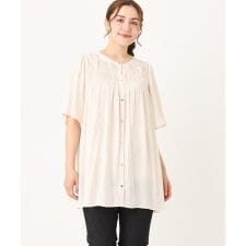 【大きいサイズ/a.v.v×eur3】サテンシャーリングブラウス