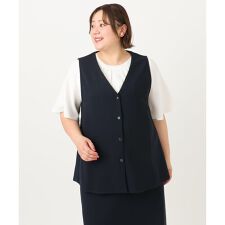 【大きいサイズ/セットアップ対応】Vネックバックフレアベスト