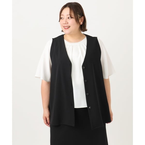 大きいサイズ/セットアップ対応】Vネックバックフレアベスト | エウル