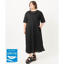 【大きいサイズ/接触冷感】カノコサイドスリットワンピース