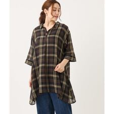【大きいサイズ】シアーチェックシャツチュニック