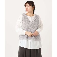 【大きいサイズ】フェザーベスト＋ブラウスセット
