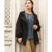 【大きいサイズ】バイカラーフーディーブルゾン