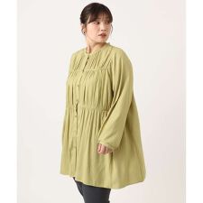 【大きいサイズ】サテンギャザーチュニック