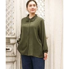 エウルキューブ(eur3)の【大きいサイズ】ポーラレース襟ブラウス