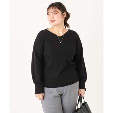 【大きいサイズ/新色追加】Vネックパフスリーブニット
