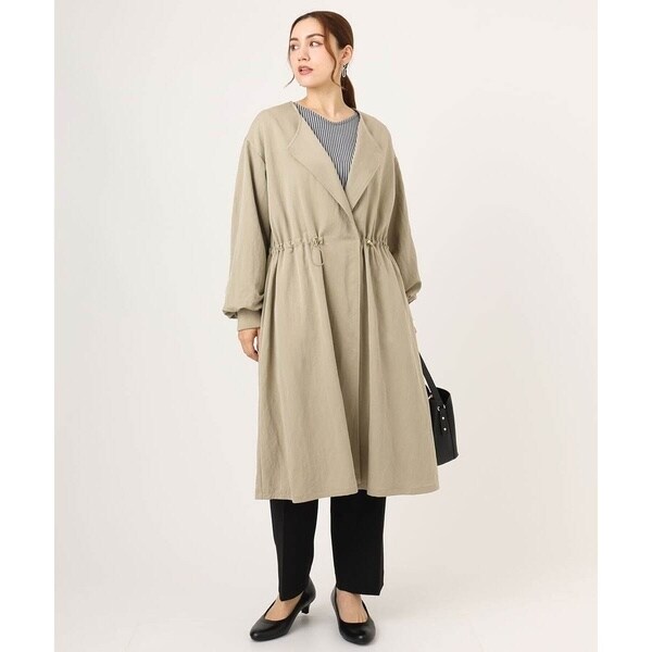 ノーカラーロングコート✨エウルキューブ 大きいサイズ】ノーカラーロングコート(ノーカラーコート