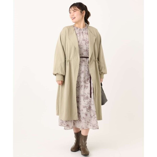 ノーカラーロングコート✨エウルキューブ 大きいサイズ】ノーカラーロングコート | エウルキューブ(eur3